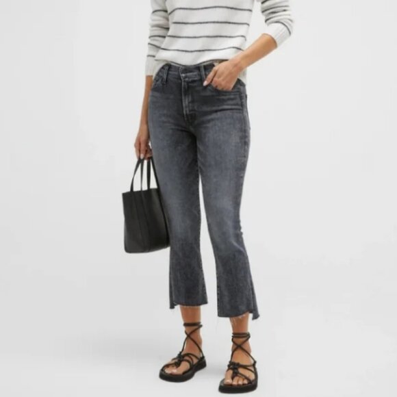 MOTHER The Insider Crop Step Fray in Train Stops Wash High Rise Jeans Size 31 - Picture 1 of 12